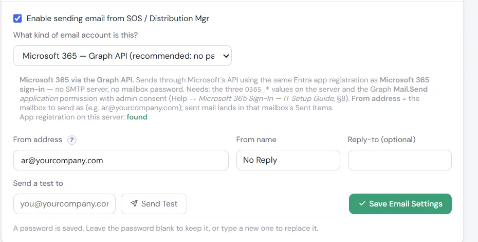 Microsoft 365 email, through Graph